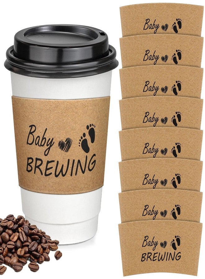 RMERVE 50 Pcs Baby Cup Baby is Brewing Coffee Sleeves, Coffee Cup Sleeves Disposable for Baby Shower Decorations, Hot Cold Drink Sleeves for 12/16/20 Oz Paper Cup - Image 1